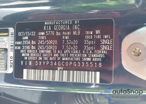 2023 Kia Telluride Ex из США, поврежденный, VIN 5XYP34GC0PG335518